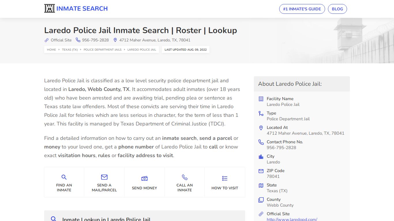 Laredo Police Jail Inmate Search | Roster | Lookup